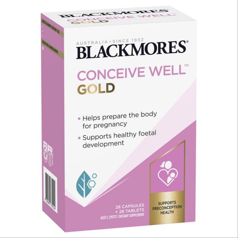 Blackmores Conceive Well Gold Preconception Vitamin 28 Tablets & 28 Capsules front image on Livehealthy HK imported from Australia