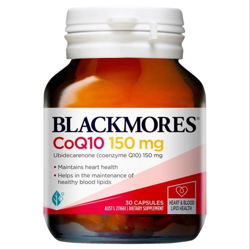 Blackmores CoQ10 150mg Heart Health Vitamin 30 Capsules front image on Livehealthy HK imported from Australia