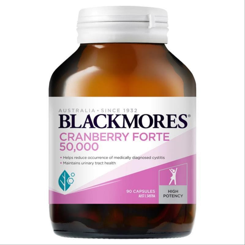 Blackmores Cranberry Forte 50000mg Women's Health Vitamin 90 Capsules front image on Livehealthy HK imported from Australia