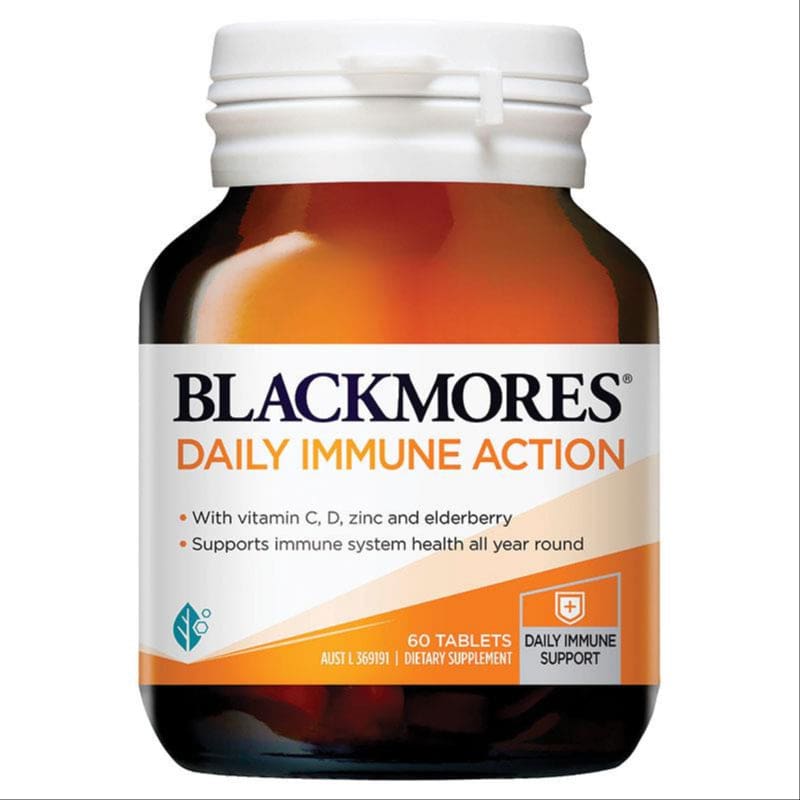 Blackmores Daily Immune Action Vitamin C, D & Zinc 60 Tablets front image on Livehealthy HK imported from Australia