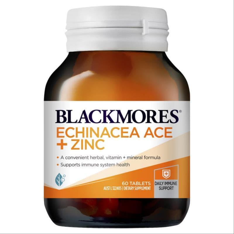 Blackmores Echinacea ACE + Zinc Vitamin C Immune Support 60 Tablets front image on Livehealthy HK imported from Australia