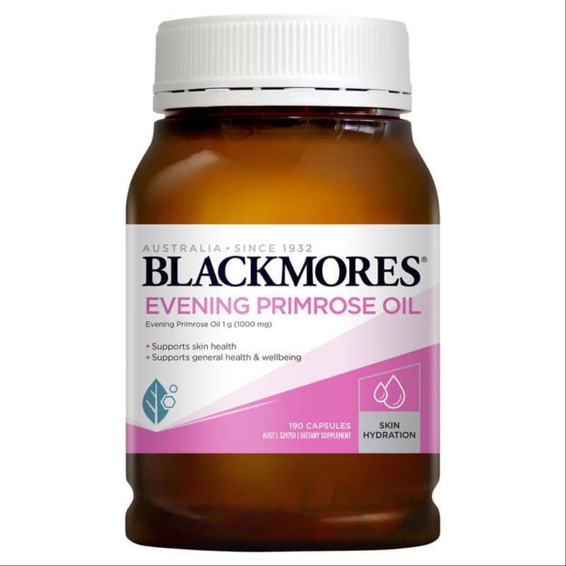 Blackmores Evening Primrose Oil Skin Health Vitamin 190 Capsules front image on Livehealthy HK imported from Australia