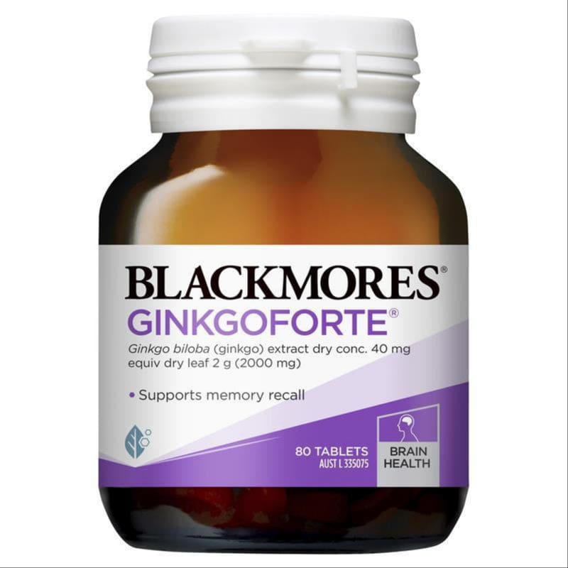 Blackmores Ginkgoforte Memory Support 80 Tablets front image on Livehealthy HK imported from Australia