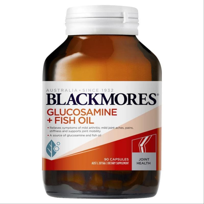 Blackmores Glucosamine + Fish Oil Joint Health Vitamin 90 Capsules front image on Livehealthy HK imported from Australia