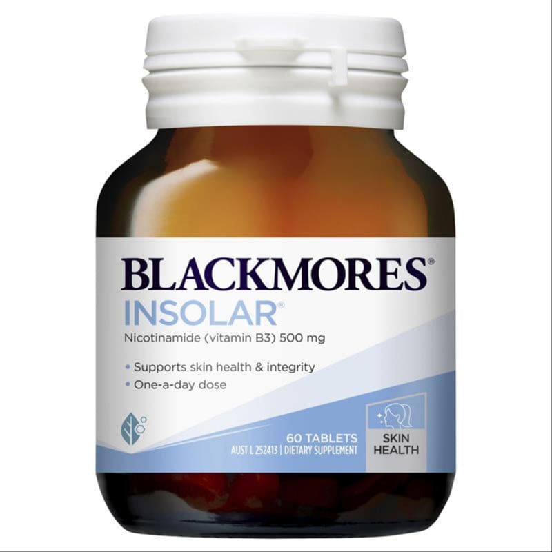 Blackmores Insolar Skin Health Vitamin B3 60 Tablets front image on Livehealthy HK imported from Australia
