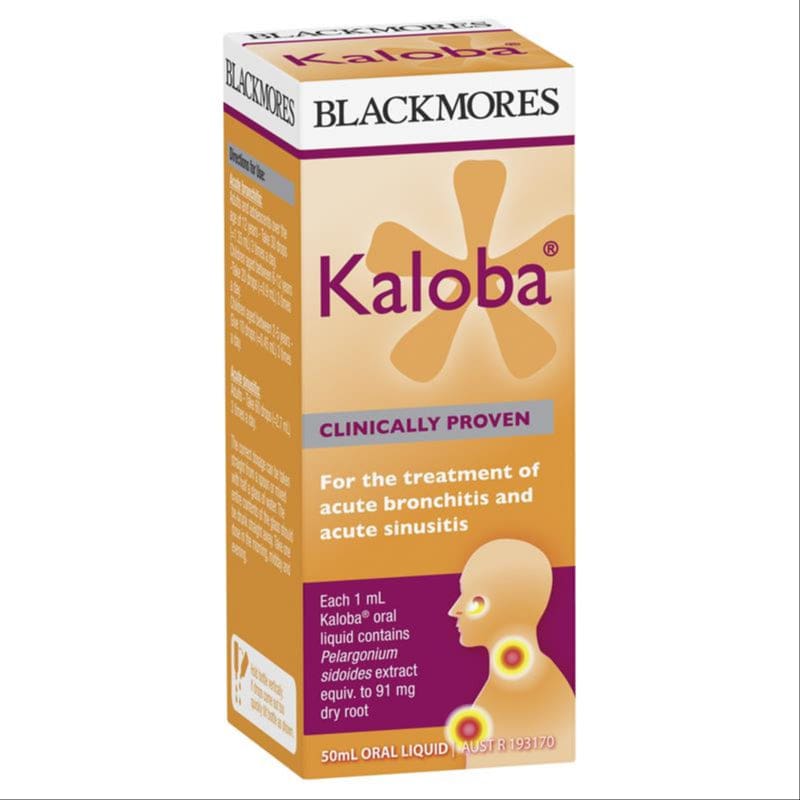 Blackmores Kaloba Accute Bronchitis & Sinusitis Relief 50mL front image on Livehealthy HK imported from Australia