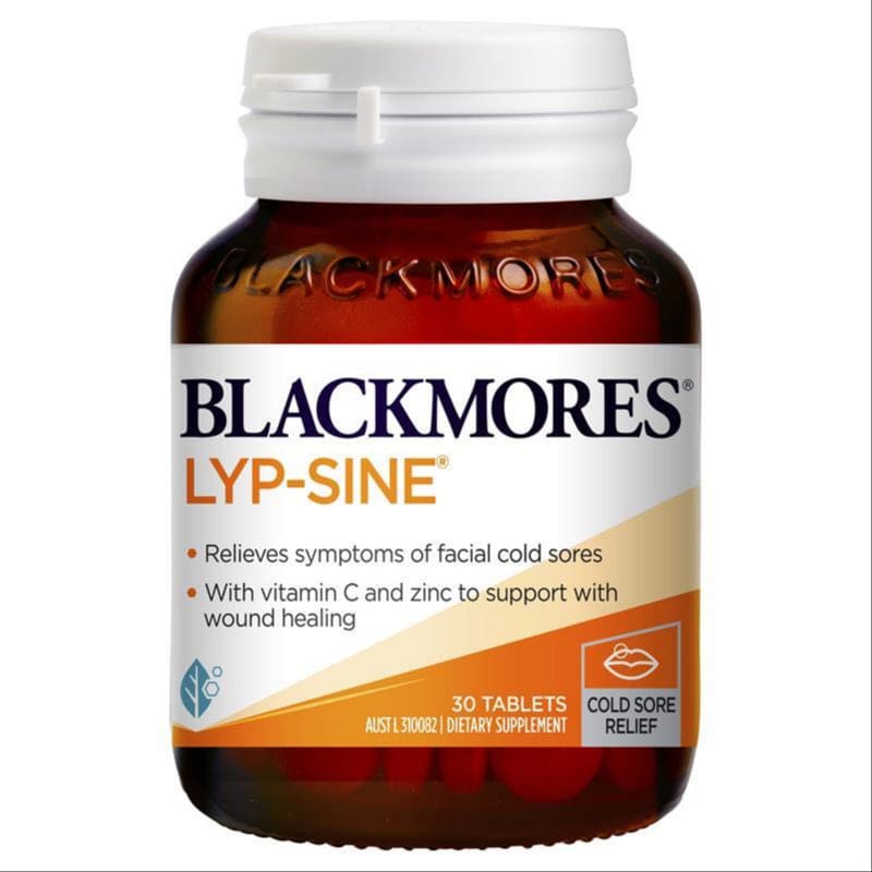 Blackmores Lyp-Sine Cold Sore Relief Vitamin 30 Tablets front image on Livehealthy HK imported from Australia