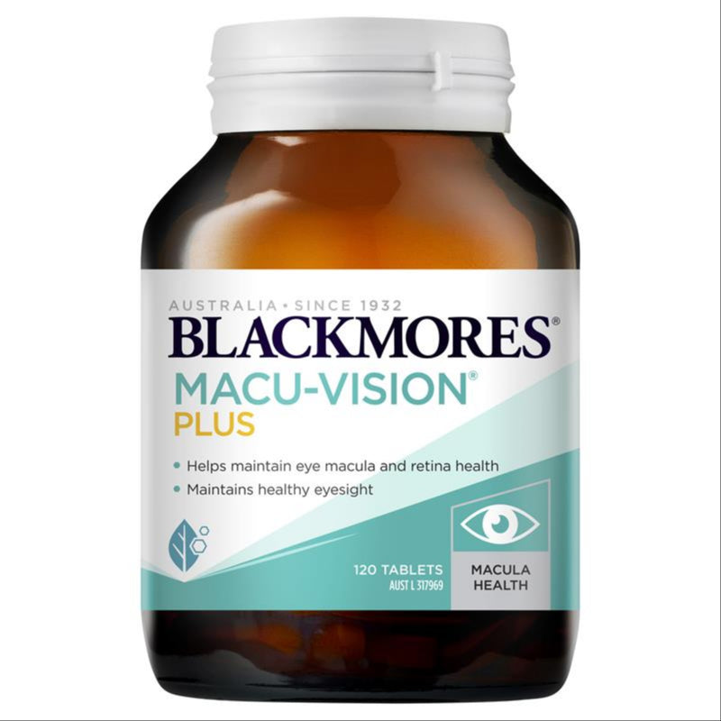 Blackmores Macu Vision Plus Eye Care Vitamin 120 Tablets front image on Livehealthy HK imported from Australia