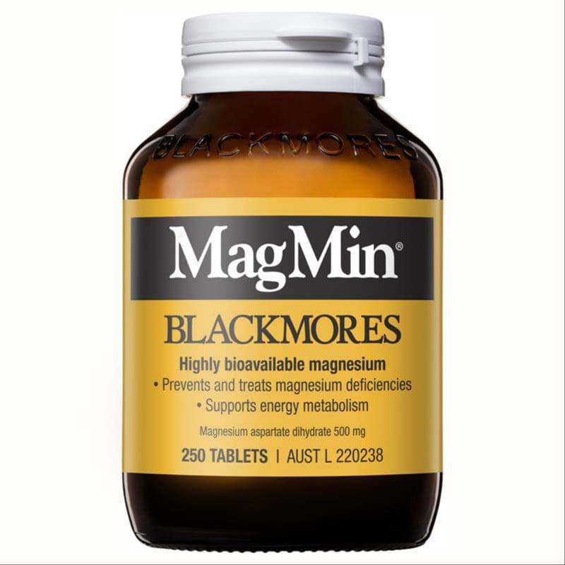 Blackmores MagMin Magnesium Muscle Health 250 Tablets front image on Livehealthy HK imported from Australia