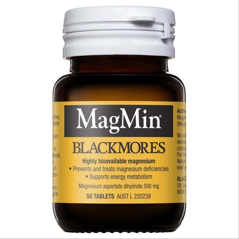 Blackmores MagMin Magnesium Muscle Health 50 Tablets front image on Livehealthy HK imported from Australia