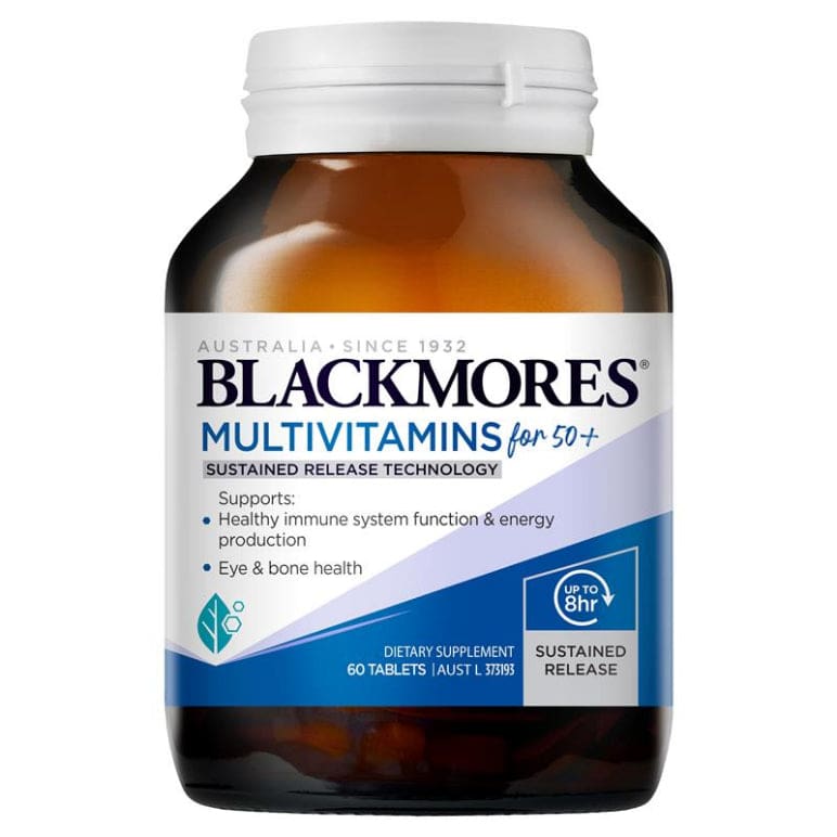 Blackmores Multivitamin For 50+ Sustained Release 60 Tablets front image on Livehealthy HK imported from Australia