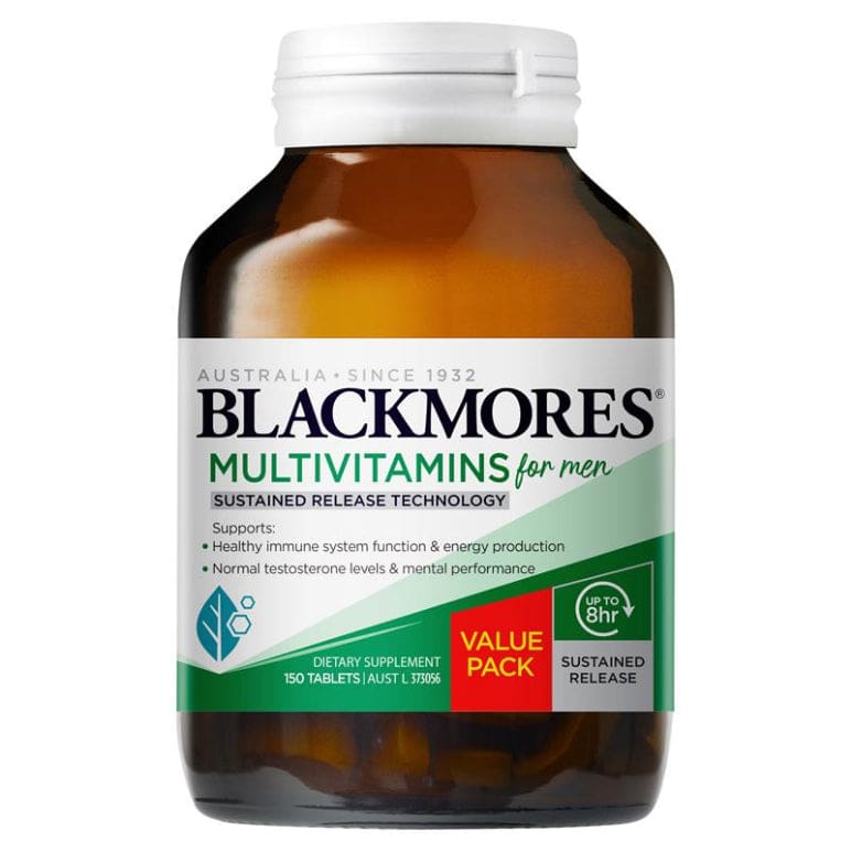 Blackmores Multivitamin For Men Sustained Release 150 Tablets front image on Livehealthy HK imported from Australia
