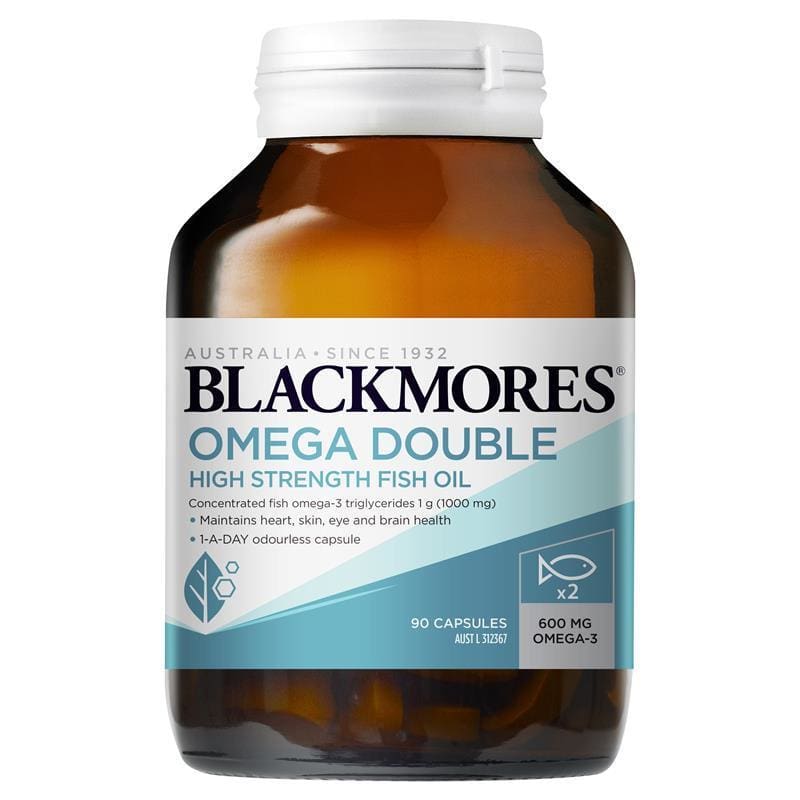 Blackmores Omega Double High Strength Fish Oil 90 Capsules front image on Livehealthy HK imported from Australia