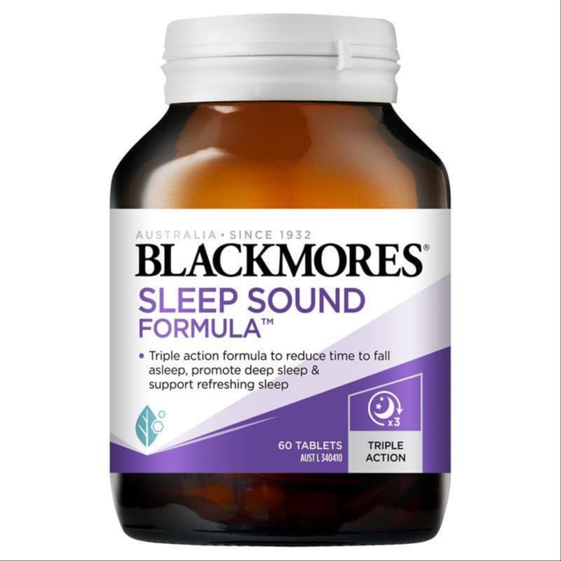 Blackmores Sleep Sound Formula Sleep Support 60 Tablets Value Pack front image on Livehealthy HK imported from Australia