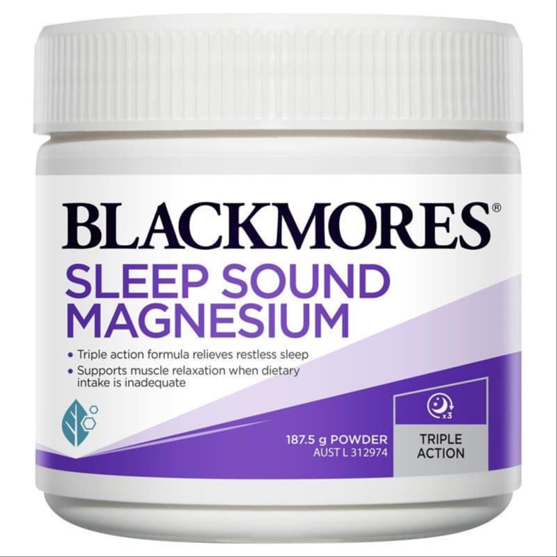 Blackmores Sleep Sound Magnesium Sleep Support Powder 187.5g front image on Livehealthy HK imported from Australia