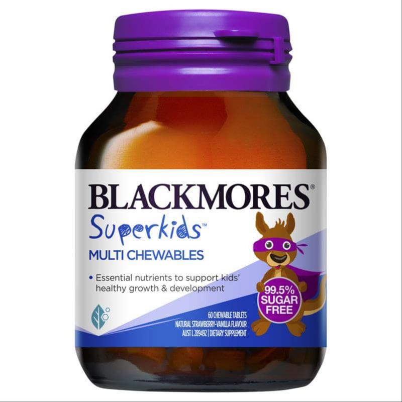 Blackmores Superkids Multivitamin Kids Health 60 Chewables front image on Livehealthy HK imported from Australia