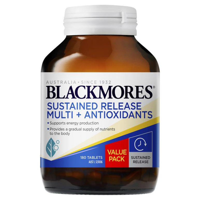 Blackmores Sustained Release Multi + Antioxidants 180 Tablets front image on Livehealthy HK imported from Australia