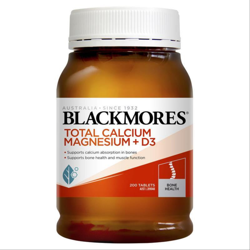 Blackmores Total Calcium Magnesium + D3 Bone Health Vitamin 200 Tablets front image on Livehealthy HK imported from Australia