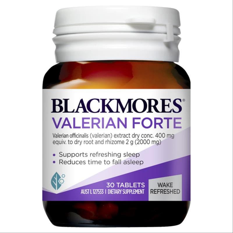 Blackmores Valerian Forte Sleep Support Vitamin 30 Tablets front image on Livehealthy HK imported from Australia
