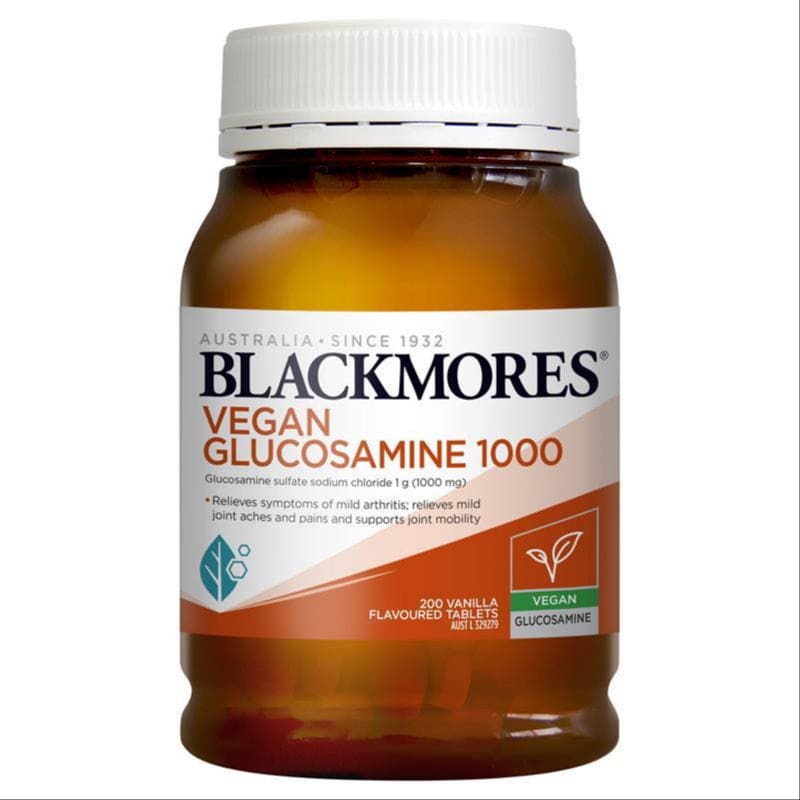 Blackmores Vegan Glucosamine 100mg Joint Health 200 Tablets front image on Livehealthy HK imported from Australia