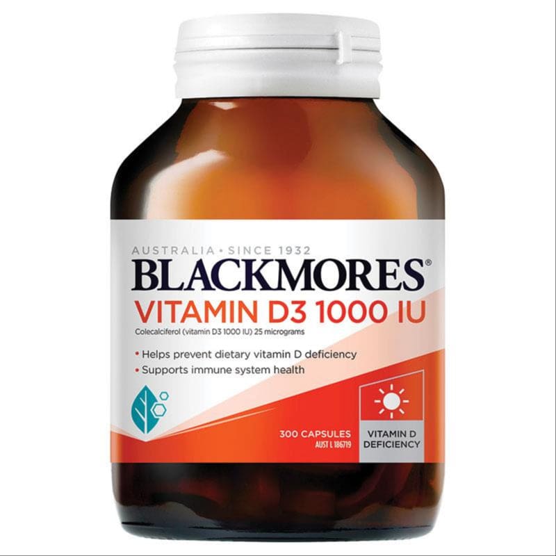 Blackmores Vitamin D3 1000IU Bone Health Immunity 300 Capsules front image on Livehealthy HK imported from Australia