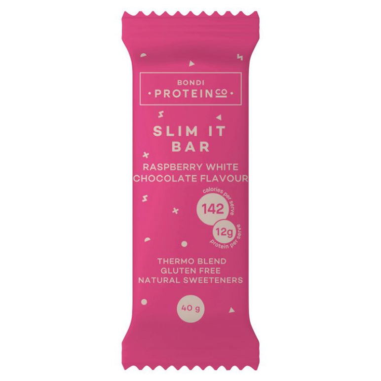 Bondi Protein Co Slim It Bar White Choc Raspberry Flavour front image on Livehealthy HK imported from Australia