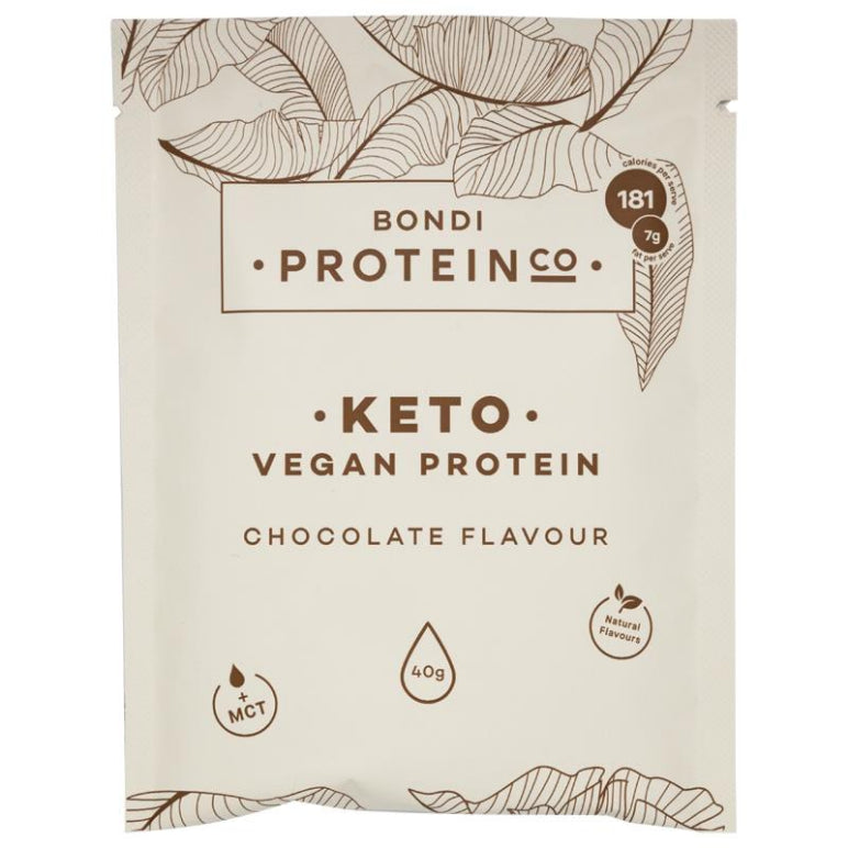 Bondi Protein Co Vegan Keto Blend Chocolate Single Serve Sachet 40g front image on Livehealthy HK imported from Australia