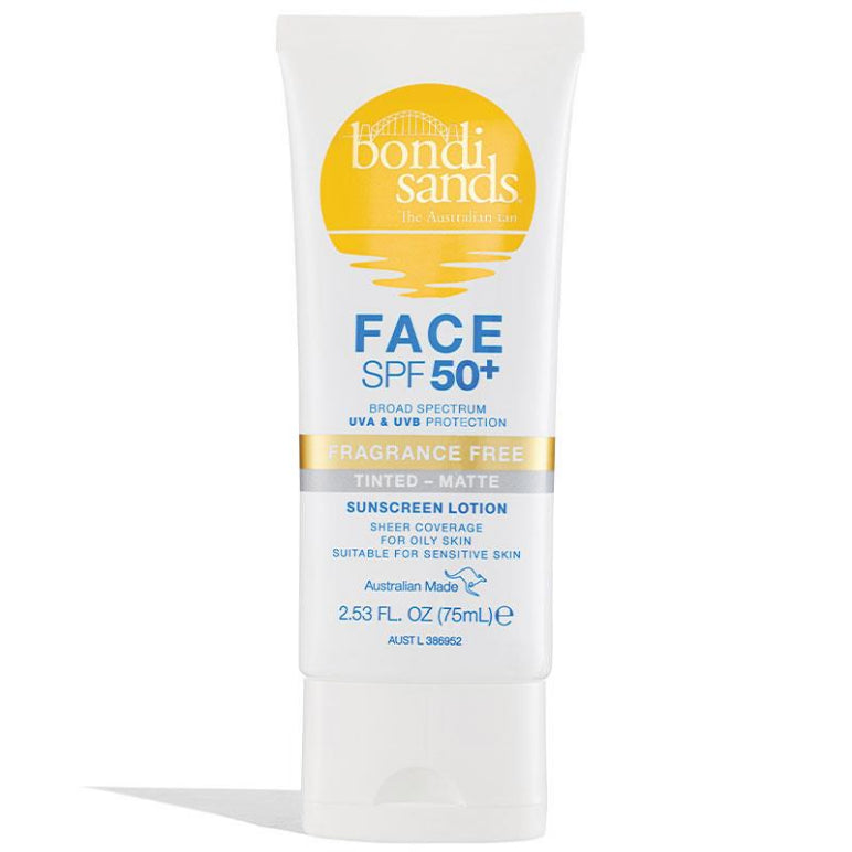Bondi Sands SPF 50+ Fragrance Free Matte Tinted Face Lotion 75ml front image on Livehealthy HK imported from Australia