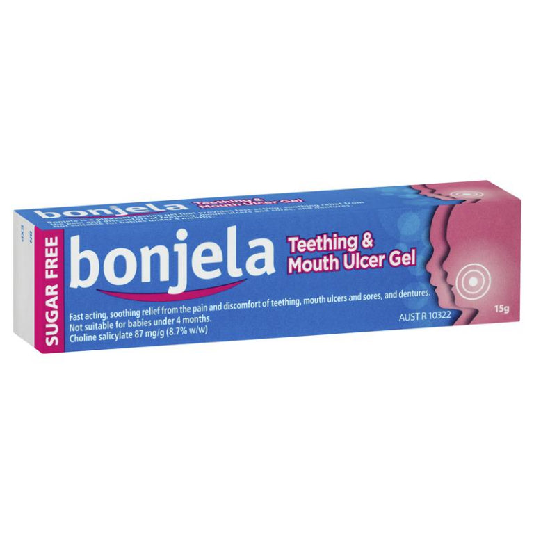 Bonjela Teething and Mouth Ulcer Gel 15g front image on Livehealthy HK imported from Australia