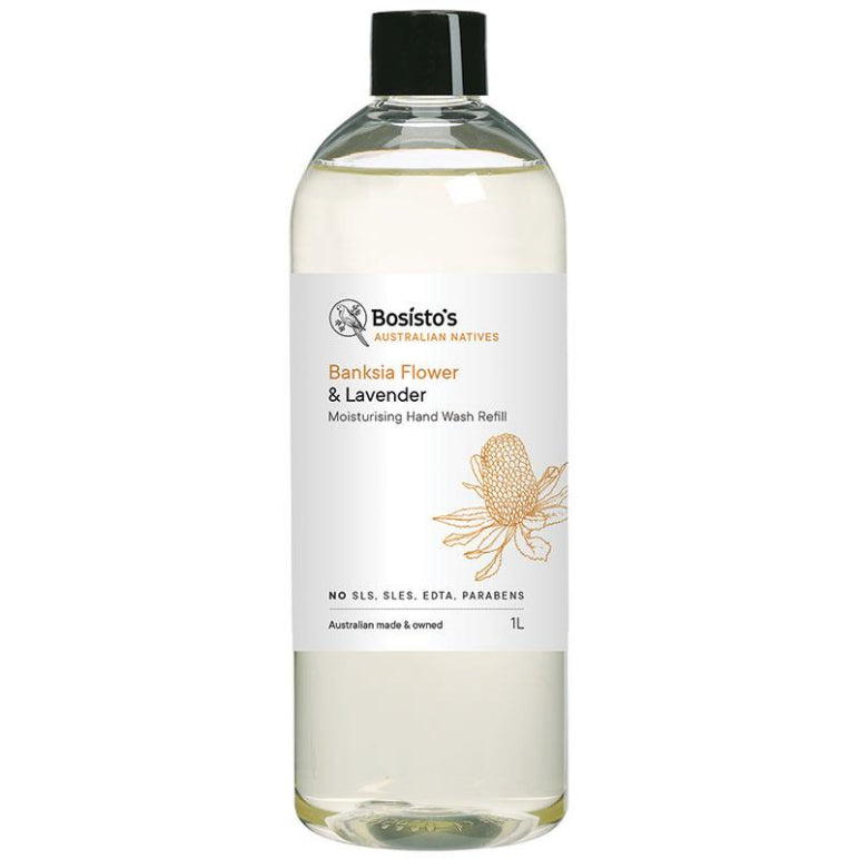 Bosistos Banksia Flower & Lavender Hand Wash Refill 1L front image on Livehealthy HK imported from Australia