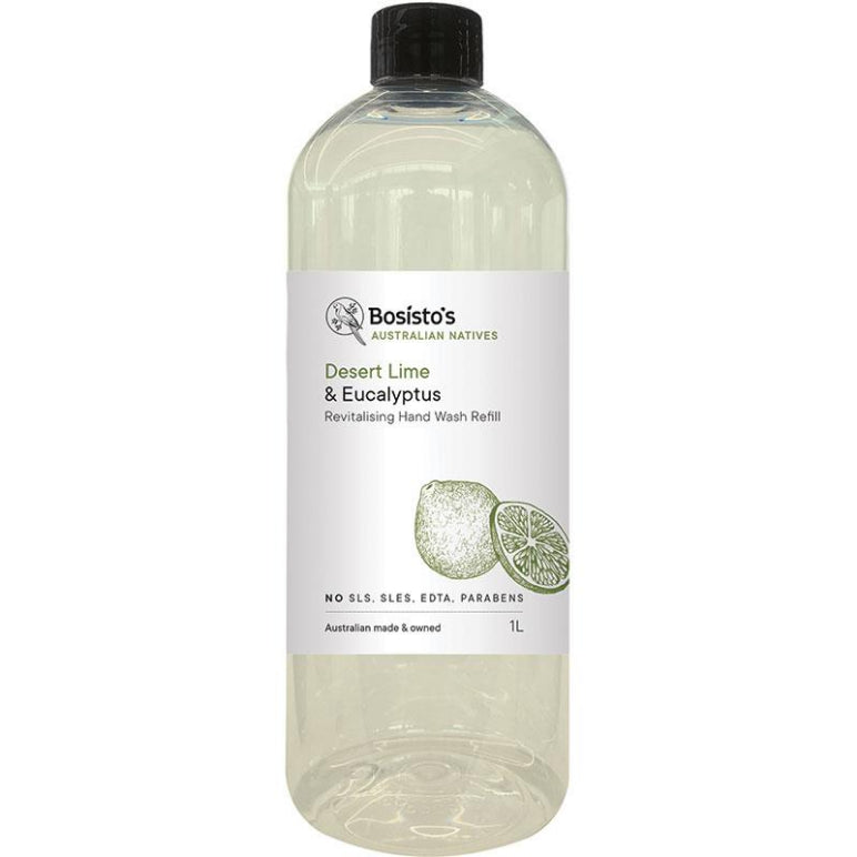 Bosistos Desert Lime & Eucalyptus Hand Wash Refill 1L front image on Livehealthy HK imported from Australia