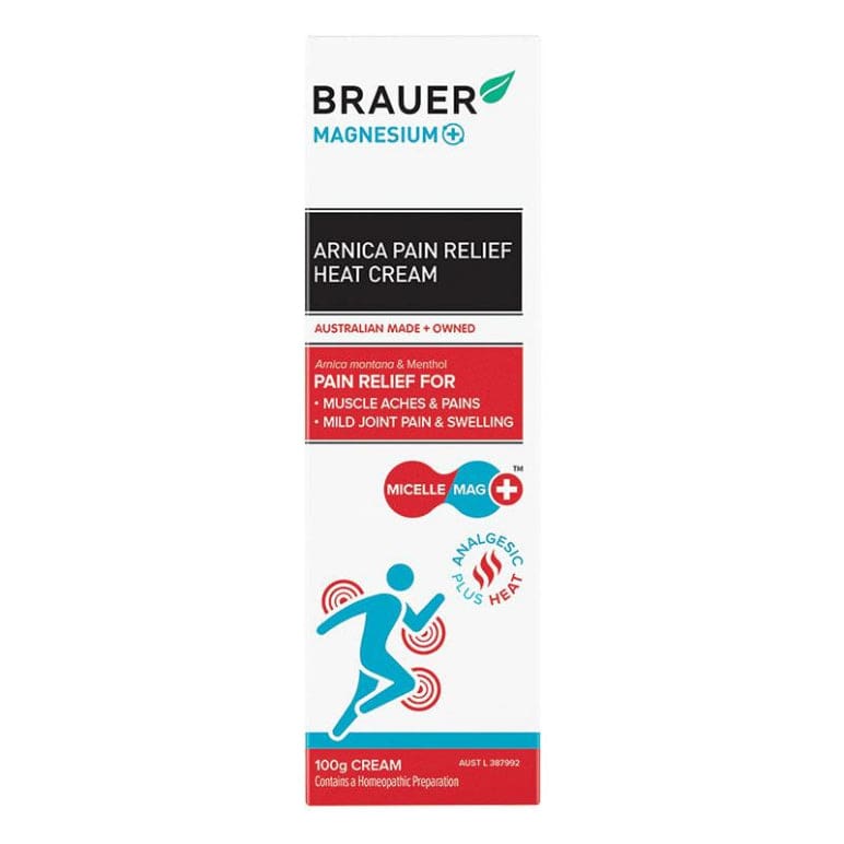 Brauer Magnesium+ Pain Relief Heat Cream 100g front image on Livehealthy HK imported from Australia