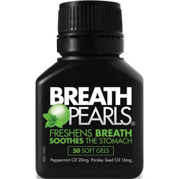 Breath Pearls Natural Capsules 50 front image on Livehealthy HK imported from Australia