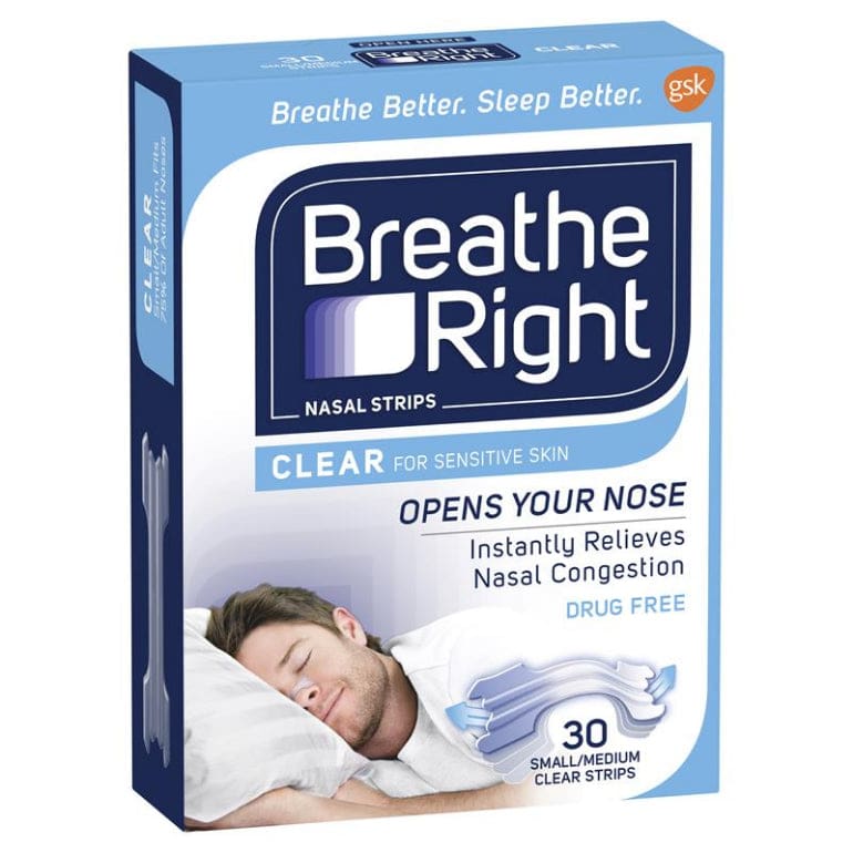 Breathe Right Clear Regular Nasal Congestion Strips 30 front image on Livehealthy HK imported from Australia