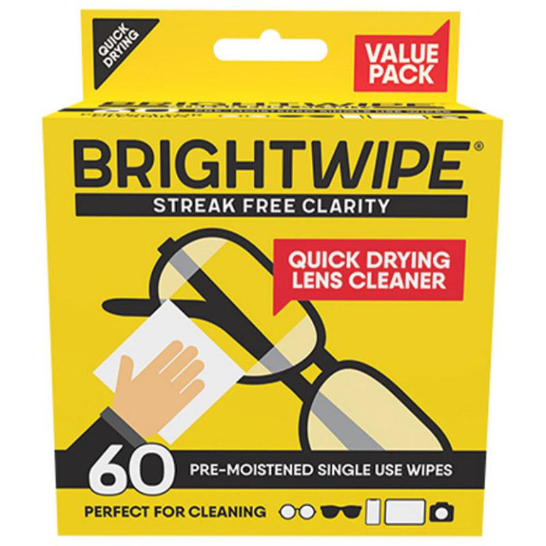 BrightWipe Lens Cleaning Wipes 60 Pack front image on Livehealthy HK imported from Australia