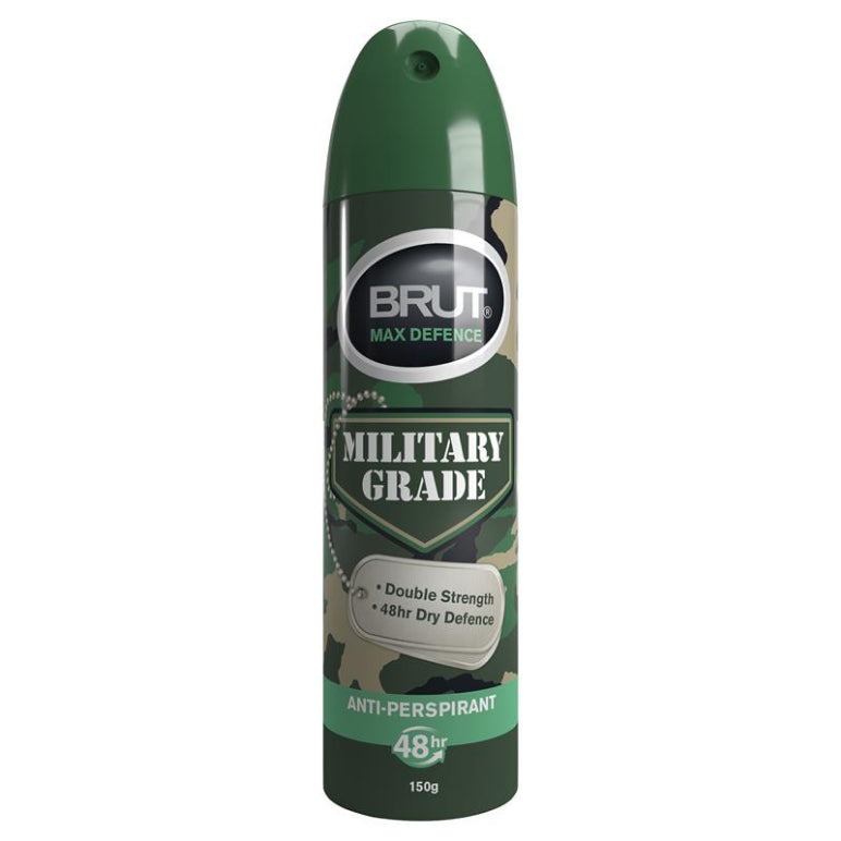 Brut Military Grade Max Defence Antiperspirant Deodorant 150g front image on Livehealthy HK imported from Australia