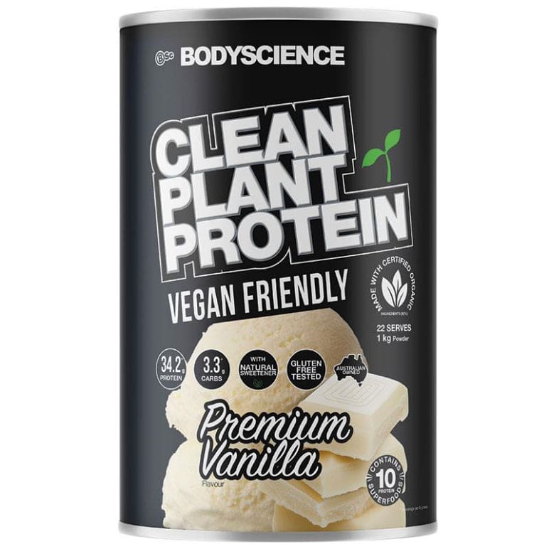 BSc Clean Plant Protein Premium Vanilla 1kg front image on Livehealthy HK imported from Australia