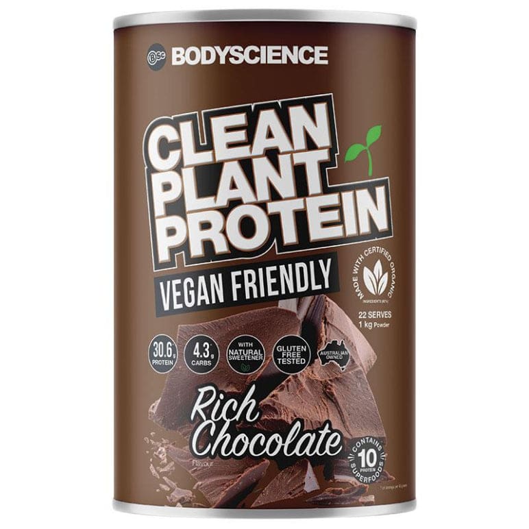 BSc Clean Plant Protein Rich Chocolate 1kg front image on Livehealthy HK imported from Australia