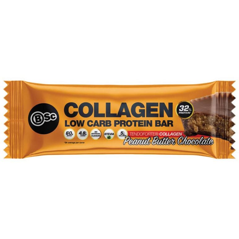 BSc Collagen Protein Bar Peanut Butter Chocolate 60g front image on Livehealthy HK imported from Australia