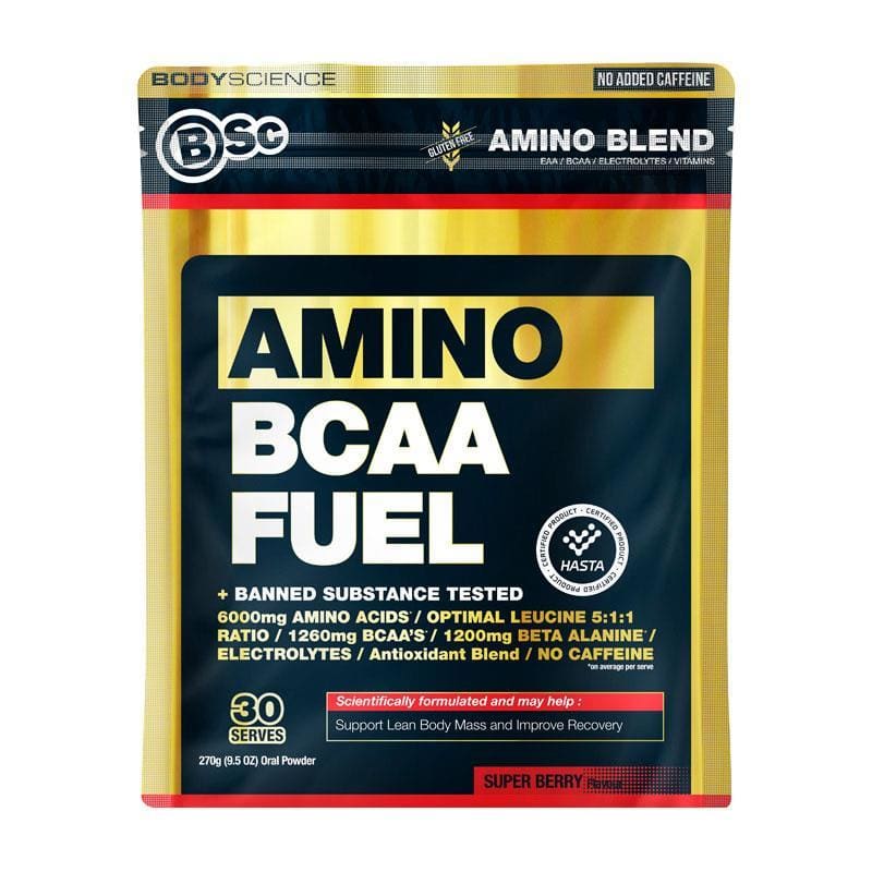 BSc Essential Amino BCAA Fuel 270g Super Berry front image on Livehealthy HK imported from Australia