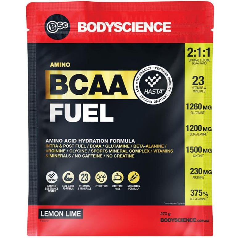 BSc Essential Amino BCAA Fuel Lemon Lime 270g front image on Livehealthy HK imported from Australia