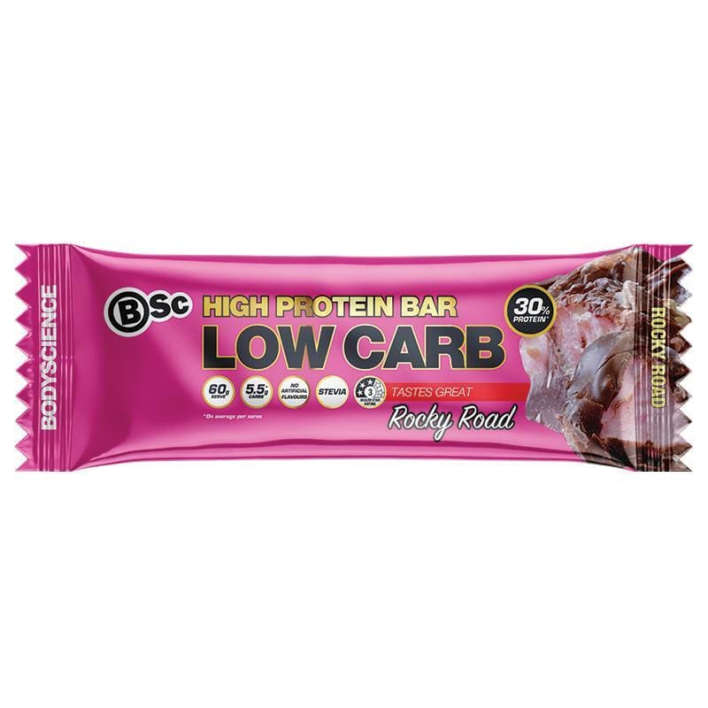 BSc High Protein Bar Rocky Road 60g front image on Livehealthy HK imported from Australia