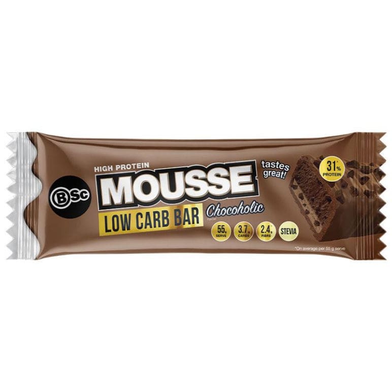 BSc High Protein Low Carb Mousse Protein Bar Chocoholic 55g front image on Livehealthy HK imported from Australia