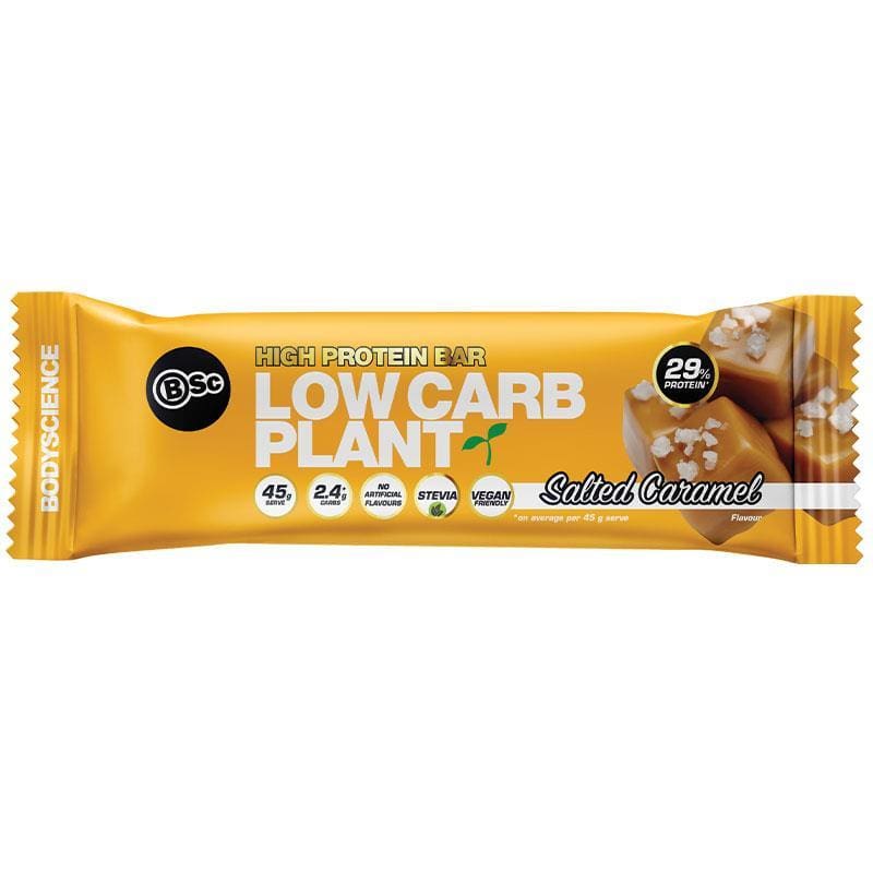 BSc High Protein Low Carb Plant Bar Salted Caramel 45g front image on Livehealthy HK imported from Australia