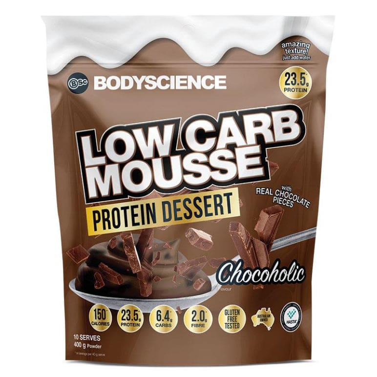 BSc Low Carb Mousse Protein Dessert Chocoholic 400g front image on Livehealthy HK imported from Australia