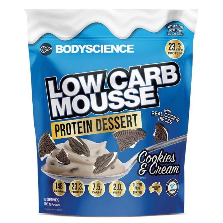 BSc Low Carb Mousse Protein Dessert Cookies & Cream 400g front image on Livehealthy HK imported from Australia