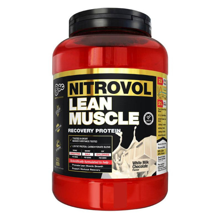 BSc Nitrovol Lean Muscle 1.5kg White Chocolate front image on Livehealthy HK imported from Australia