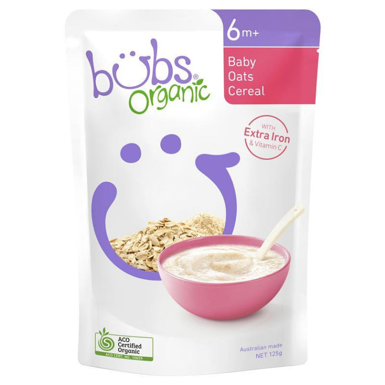 Bubs Organic Baby Oats Cereal 125g front image on Livehealthy HK imported from Australia