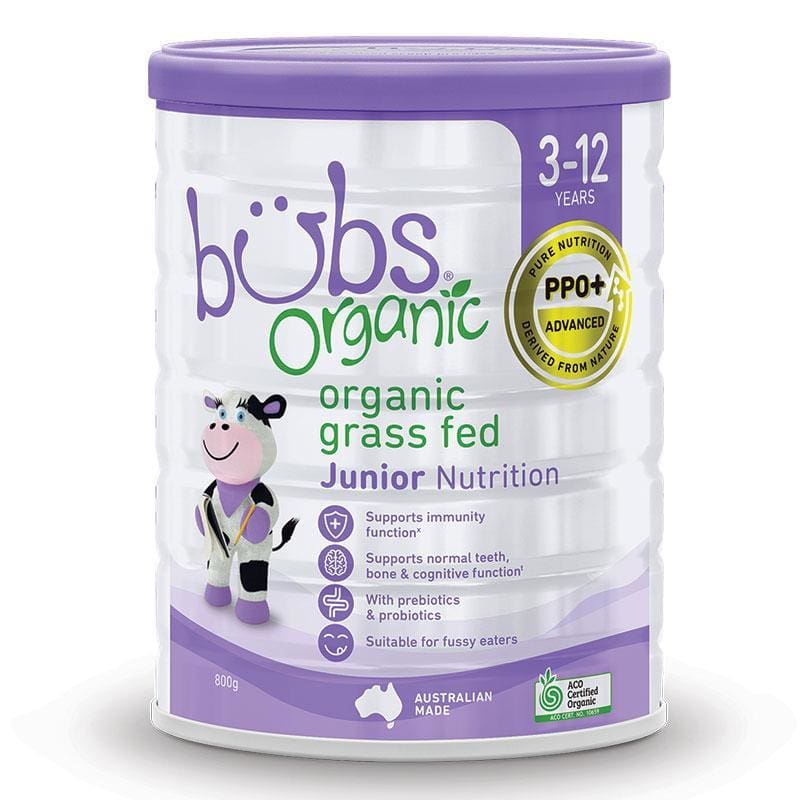 Bubs Organic Grass Fed Junior Nutrition Drink 800g front image on Livehealthy HK imported from Australia