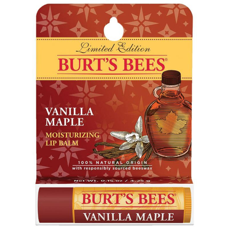 Burts Bees Vanilla Maple Lip Balm 4.25g front image on Livehealthy HK imported from Australia